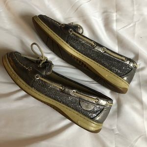 Sperry boat shoes with glitter.